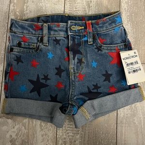 Tucker and Tate girls denim jean shorts with blue and red stars size 2 -NWT